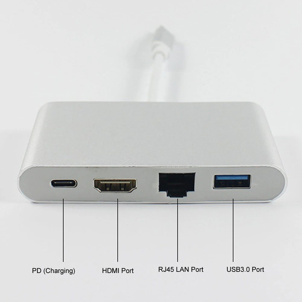 4 в 1 Тип-C USB-C к HDMI+ LAN RJ45+ PD Тип-C 3,1 QI Беспроводная зарядка+ USB3.0 USB хаб-конвертер адаптер
