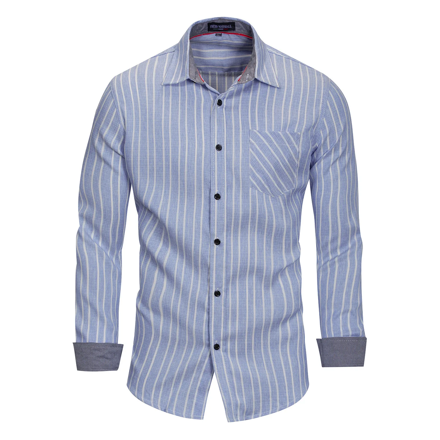 2018 Новая мужская рубашка из 100% хлопка с длинным рукавом Повседневная офисная рубашка деловая рубашка мужская полосатая рубашка брендовая