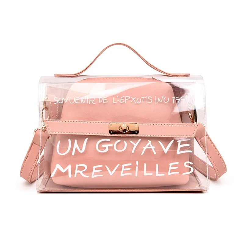 

2019 Clear PVC Shoulder Bags Women Transparent Candy Color Women Jelly Bags Solid Color Handbags sac a main female Crossbody Bag