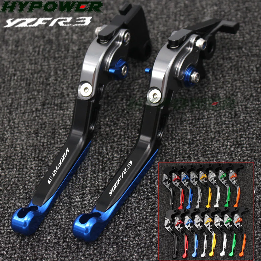 

Laser Logo YZFR3 For Yamaha YZF R3 2017 2016-2018 Blue&Titanium CNC Adjustable Folding Extendable Motorcycle Brake Clutch Levers