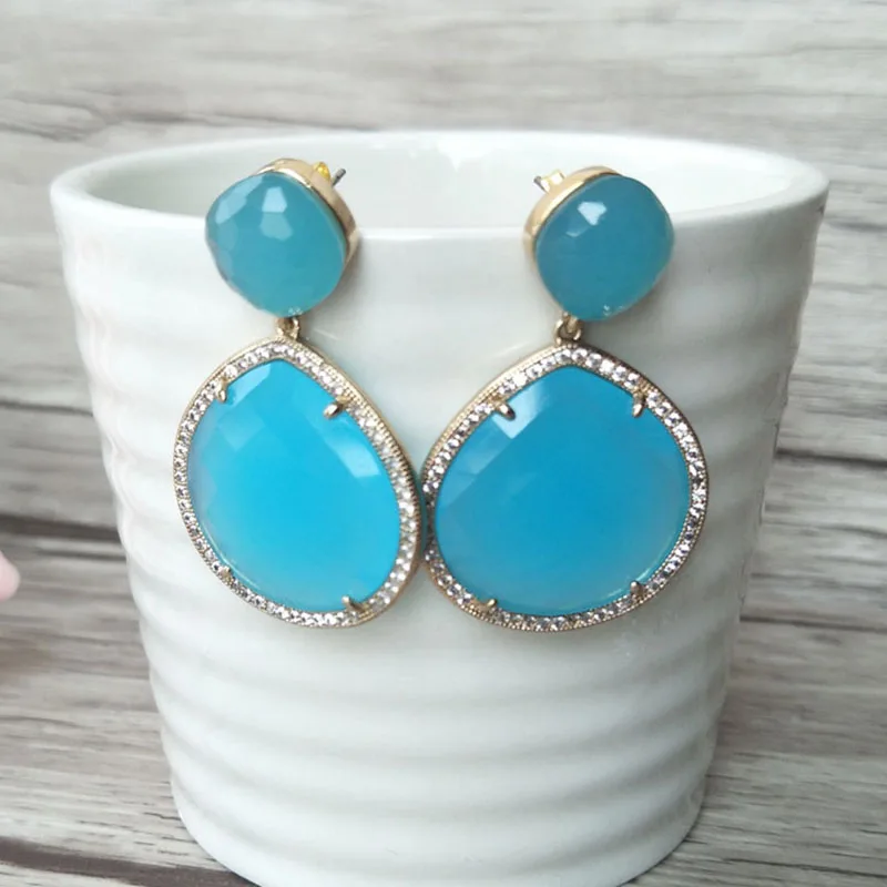 

1 Pair Teardrop opal Earrings CZ Crystal zircon Stone Micro pave Dangle Earring,Cat Eyes' Stone Earrings Jewelry For Women ER348