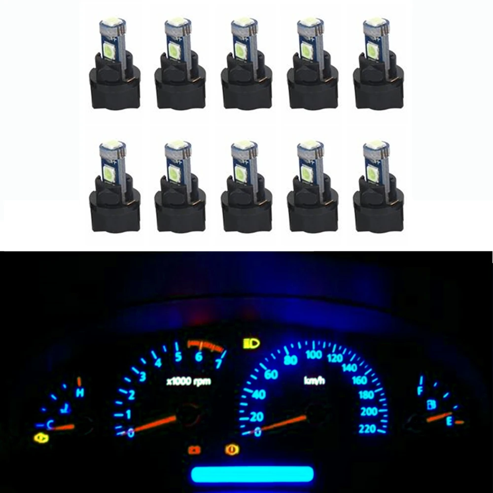 cciyu 10 Pack Red T5 37 74 Wedge SMD Led Bulbs Instrument Cluster Light Panel Gauge Lamp Wedge