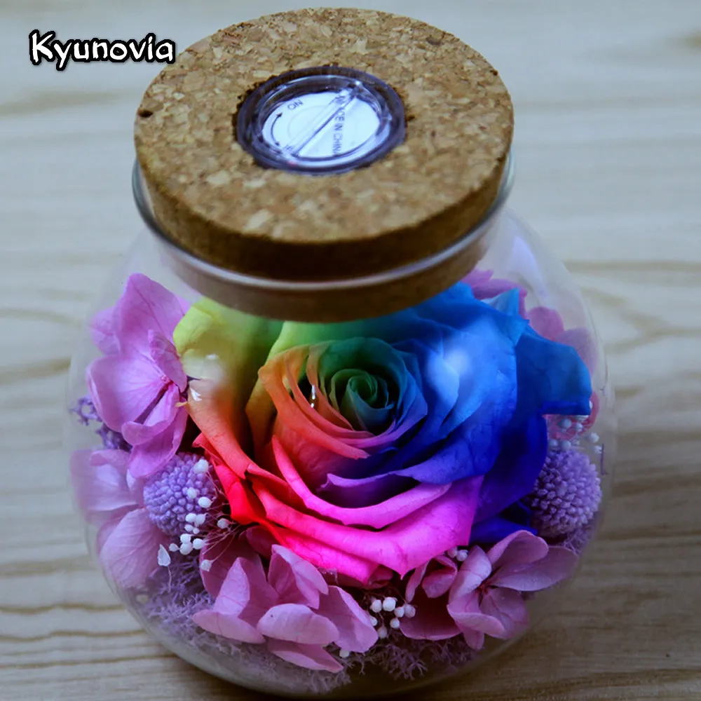 Стеклянная крышка для Дня Святого Валентина Kyunovia свежая роза ночное освещение