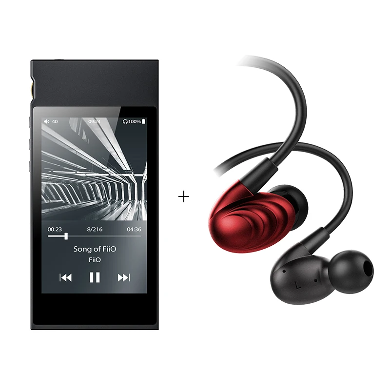 Распродажа FiiO M7 Bluetooth 4,2 aptX-HD LDAC Hi-Res сенсорный ЖК-экран Музыка MP3 Воспроизведение металлический чехол с fm-радио с FiiO F9SE - Цвет: Black