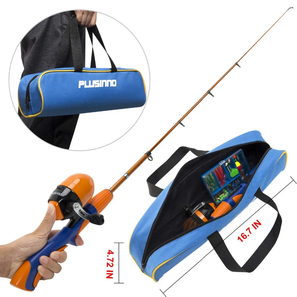 Lusinno-caña de pescar telescópica para niños, ligero y portátil con  carrete aparejo de pesca, para jóvenes - AliExpress