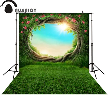 

Allenjoy photography backdrop party flower tree hole forest grass Birthday photo studio background newborn baby shower