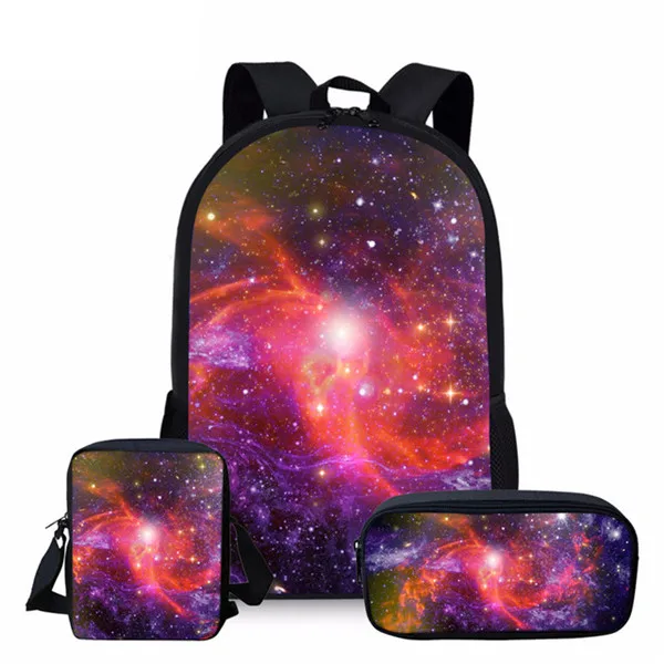 INSTANTARTS школы, в комплекте с набором подходящих сумок для детей разноцветный галактика Звезда Космос школьная сумка леди Подростковая сумка через плечо для девочек школьный plecak - Цвет: Z3162ECK