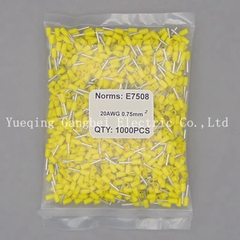 

yellow E7508 Wire Copper Crimp Connector Insulated Cord Pin End Terminal 20AWG 0.75mm