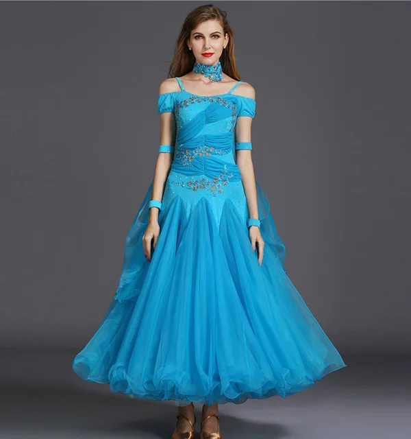 Ballroom Dance Dress For Women Short Sleeve White Standard Dancing