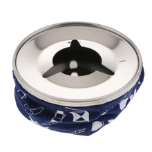 1 шт. пепельница с защитой от ветра крышка сигарета пепельница из нержавеющей стали и синяя ткань для лодки Авто RV и т. д. 103 мм Diam легкий вес