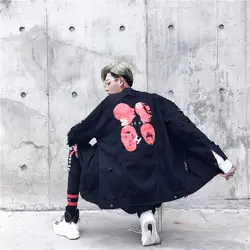 2018 рекомендуем Новая мода объявления японский Street свободные короткие высокого Ковбойская куртка печати прилив мужской размер отверстия