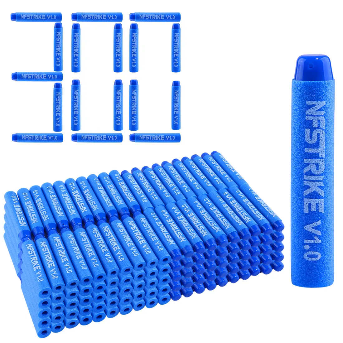 100pcs/ 500PCS/ 1000pcs NFSTRIKE V1.0 Customized Soft Bullet For Nerf Elite Series Toy Gun Part 7.2*1.3CM Bullets -Blue