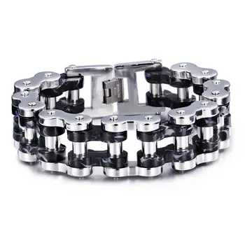 

Heavy Huge 24mm Mens Black / Red / Blue Choose Bicycle Biker Link 316L Stainless Steel Bangle Chain Bracelet 9"