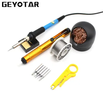 

Electric Soldering Iron kit 220V 60W Adjustable Temperature EU Plug Solder Station + Solder Wire Stand With 5pcs Solder Iron Tip
