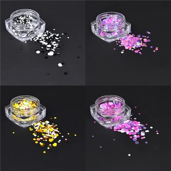 

LCJ 1g New 2020 Mni Round Thin Glitter Slice Paillette Nail Art Sticker Tips Fashion 3d 1-3mm Laser Mixed Sparkly