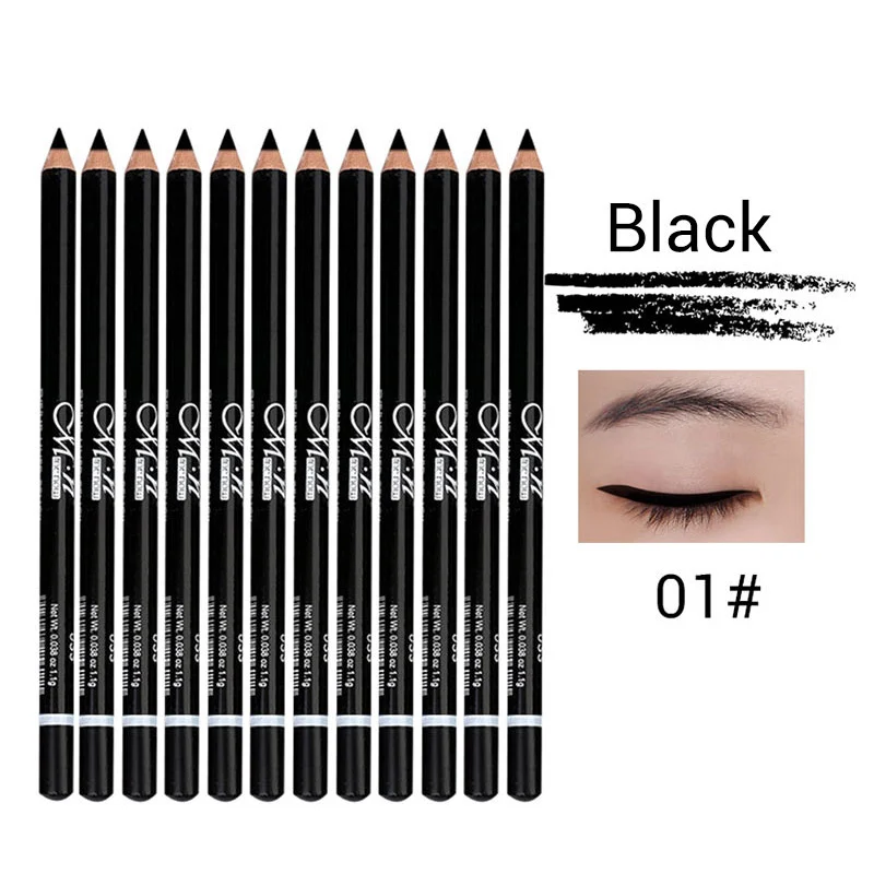 MENOW 12 Colors Eye Make Up Eyeliner Pencil Waterproof Eyebrow Beauty Pen Eye Liner Lip sticks Cosmetics Eyes Makeup - Цвет: 01 Black 12PCS