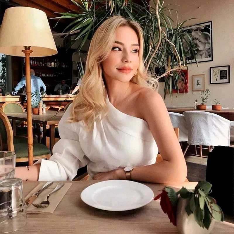 

Women White Fashion One Shoulder Cotton Linen Za Shirts 2019 Chic Female Long Sleeve Summer Casual pleated Irregular Tops Femme