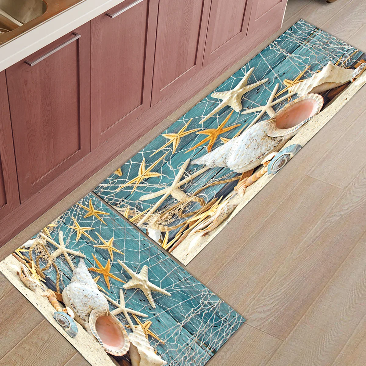 

Sea Star Conch Beach Under A Pet Water Food Bowl Doormats For Entrance Way Dirt Debris Mud Trapper Boot Shoes Scraper Non Slip