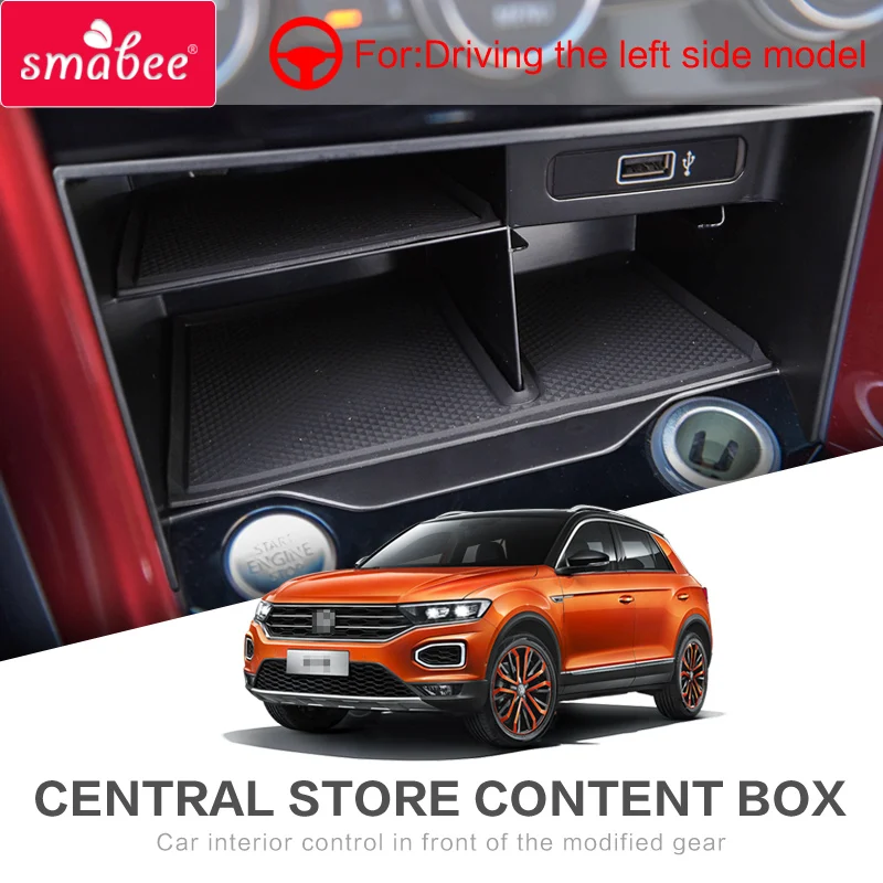 smabee Car Central Storage Box For Volkswagen T-ROC Center Console Storage Stowing Tidying Organizers Accessories Container Tray