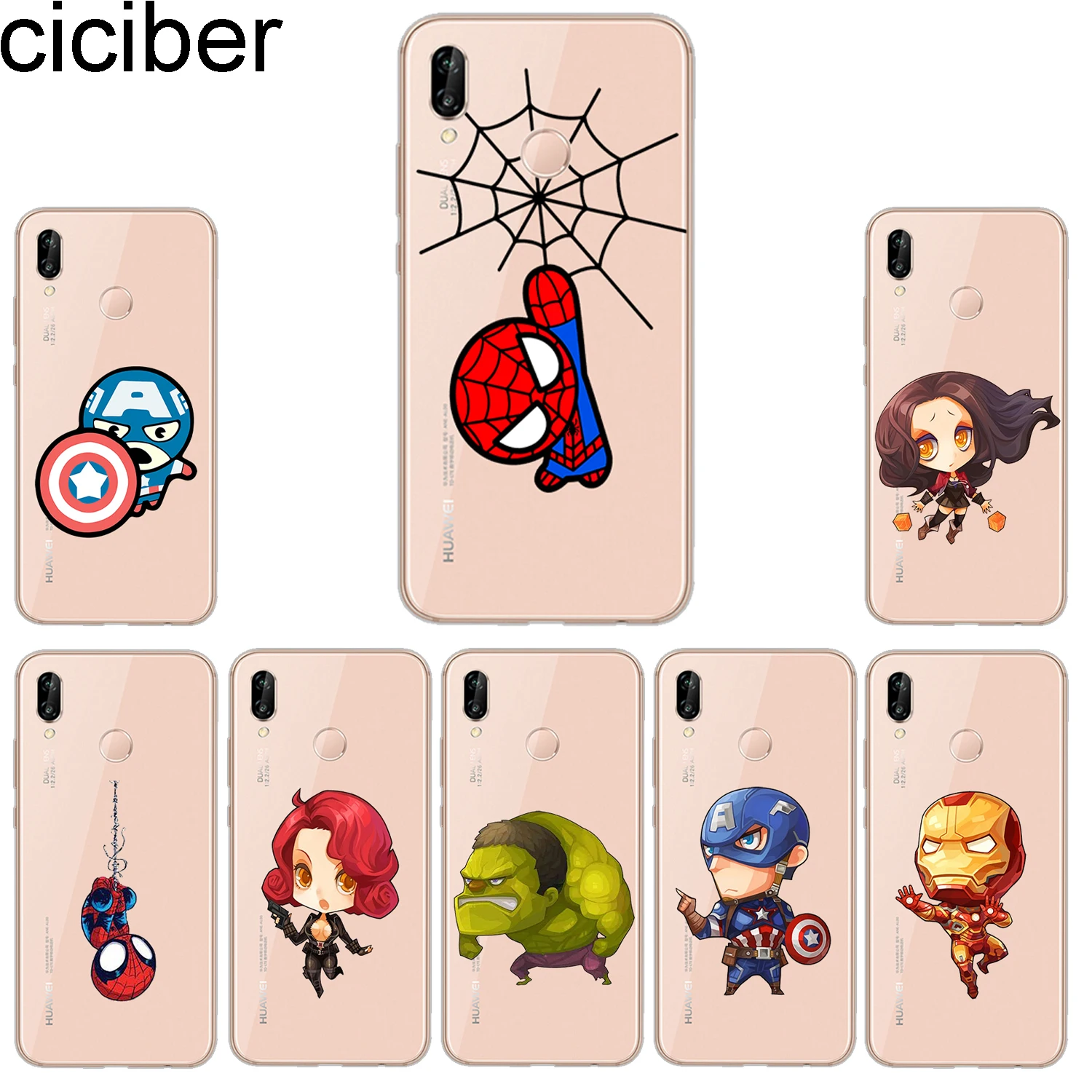 

ciciber Phone Cases for Huawei P20 P8 P9 P10 Mate 20 10 9 Lite 2017 X Pro Soft TPU Back Cover for Huawei P Smart 2019 Marvel