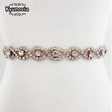 Kyunovia Свадебная вечеринка пояс невесты для платья Тонкий Полный Длина горный хрусталь пояс Кушак узкий Хрустальный пояс лента для подружки невесты D106