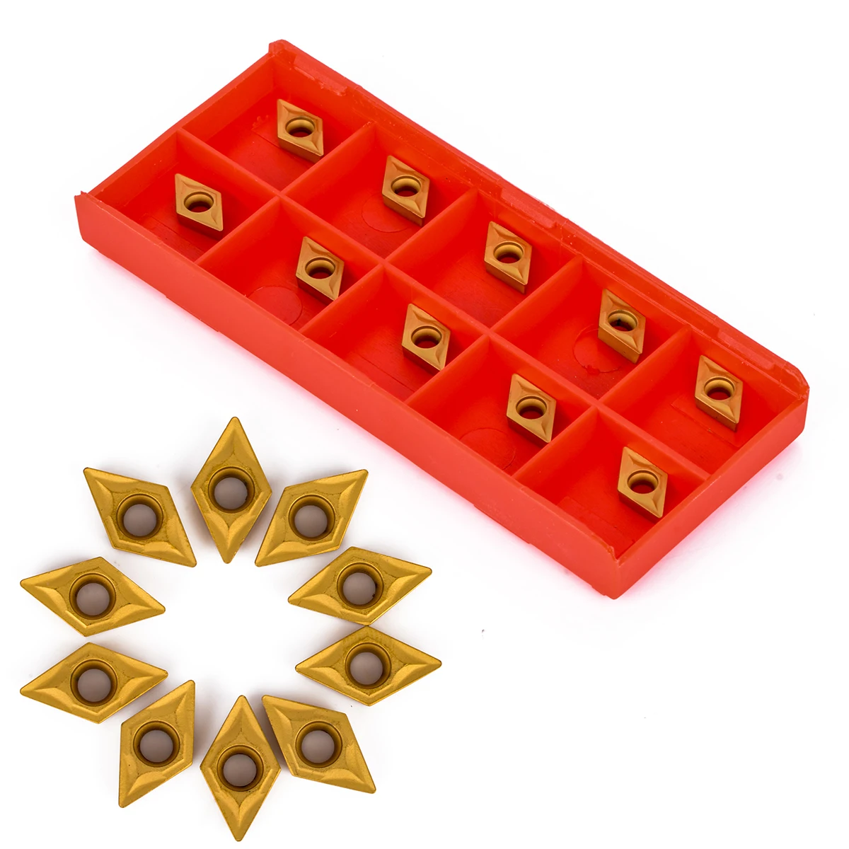 10pcs DCMT070204 YBC251 Blades Gold Carbide Inserts CNC Lathe Cutter for Lathe Turning Tool Boring Bar 7 x 7 x 2mm