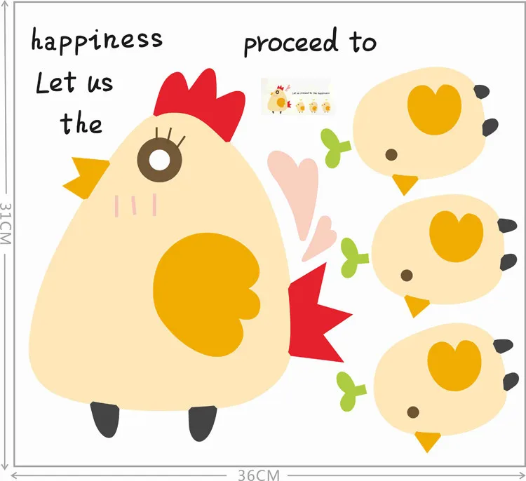 Colorful Chicken Cartoon Wall Sticker undefined