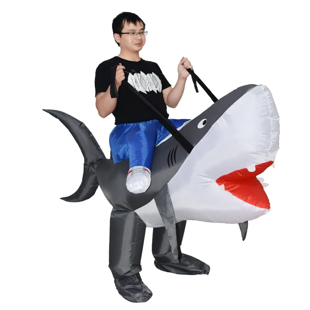 

JYZCOS Purim Halloween Inflatable Shark Costume Carnival Cosplay Party Animal Shark Costume Women Men Adult Fan Operated Clothes