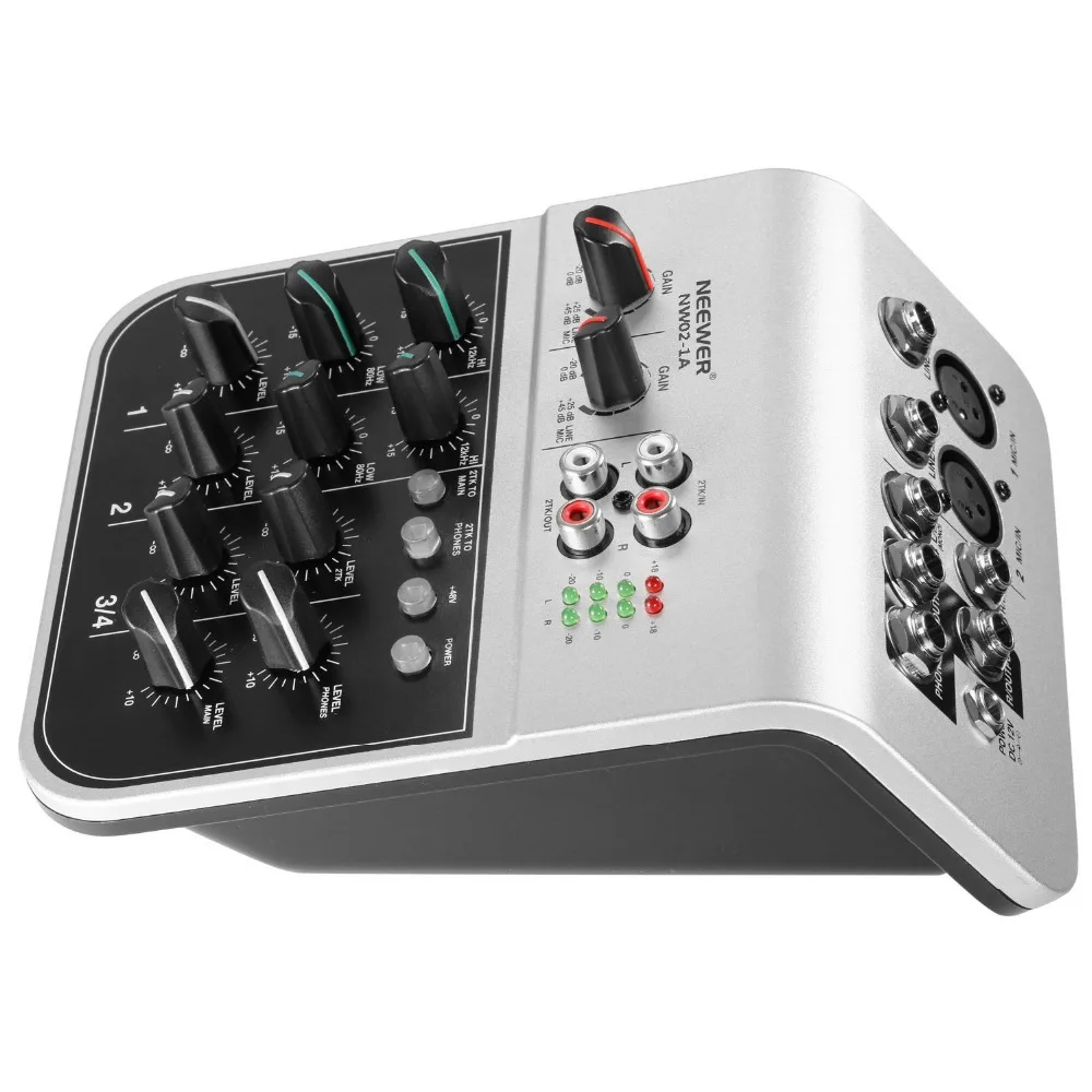 Neewer микшерный пульт Компактный аудио звук 2-х канальный смеситель для конденсаторный микрофон(NW02-1A