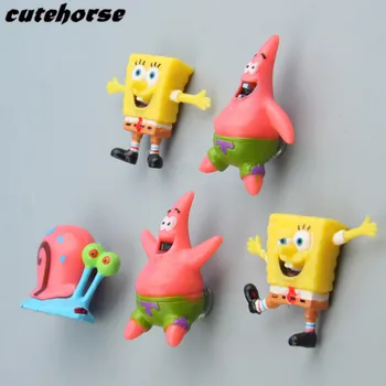 

Creative cartoon SpongeBob series decoration fridge magnet stickers 5 pieces / set 3D fridge magnet stickers