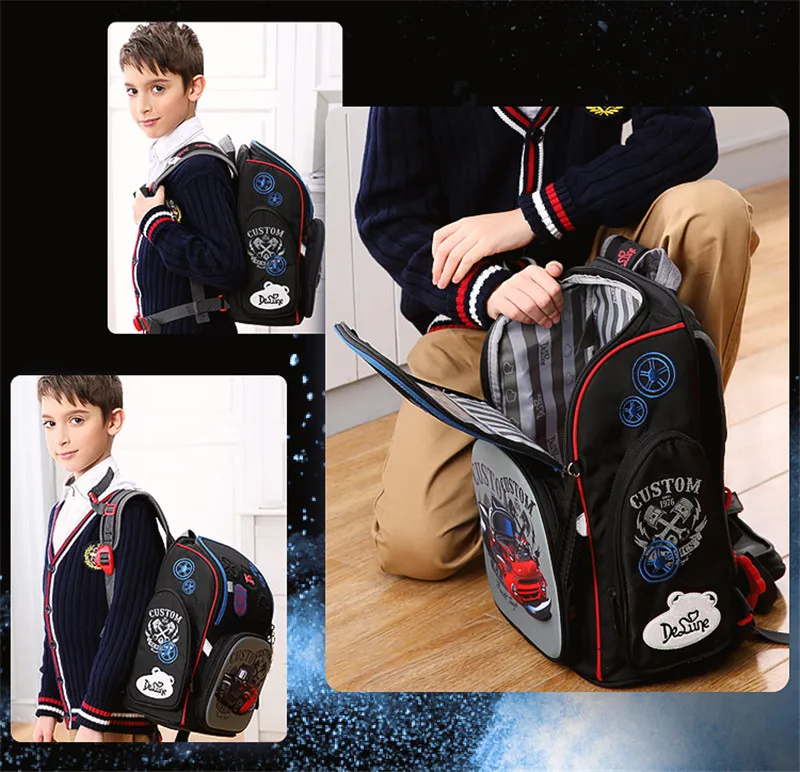 Delune ортопедический рюкзак с 3D рисунком, фирменный рюкзак для девочек и мальчиков 1-3 класса, школьная сумка для студентов, mochila infantil