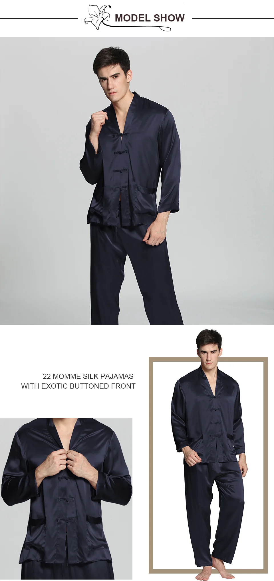 LilySilk пижама мужская шелковая домашняя одежда для мужчин костюм белье пижамный комплект шелк 22 Momme с v-образным вырезом и длинным рукавом эластичный пояс китайский кнопки