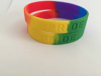

Six-color rainbow silicone bracelet Gay Pride Rainbow Colour Bracelet . Free shiping .202*12*2MM Free Shipping