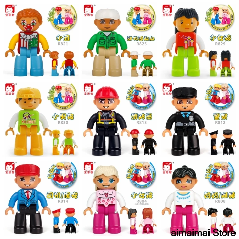 

Locking Duplo Family Figures Building Blocks DIY Toys Model Enlighten Bricks For Kids Children Birthday Christmas Gifts Duplos