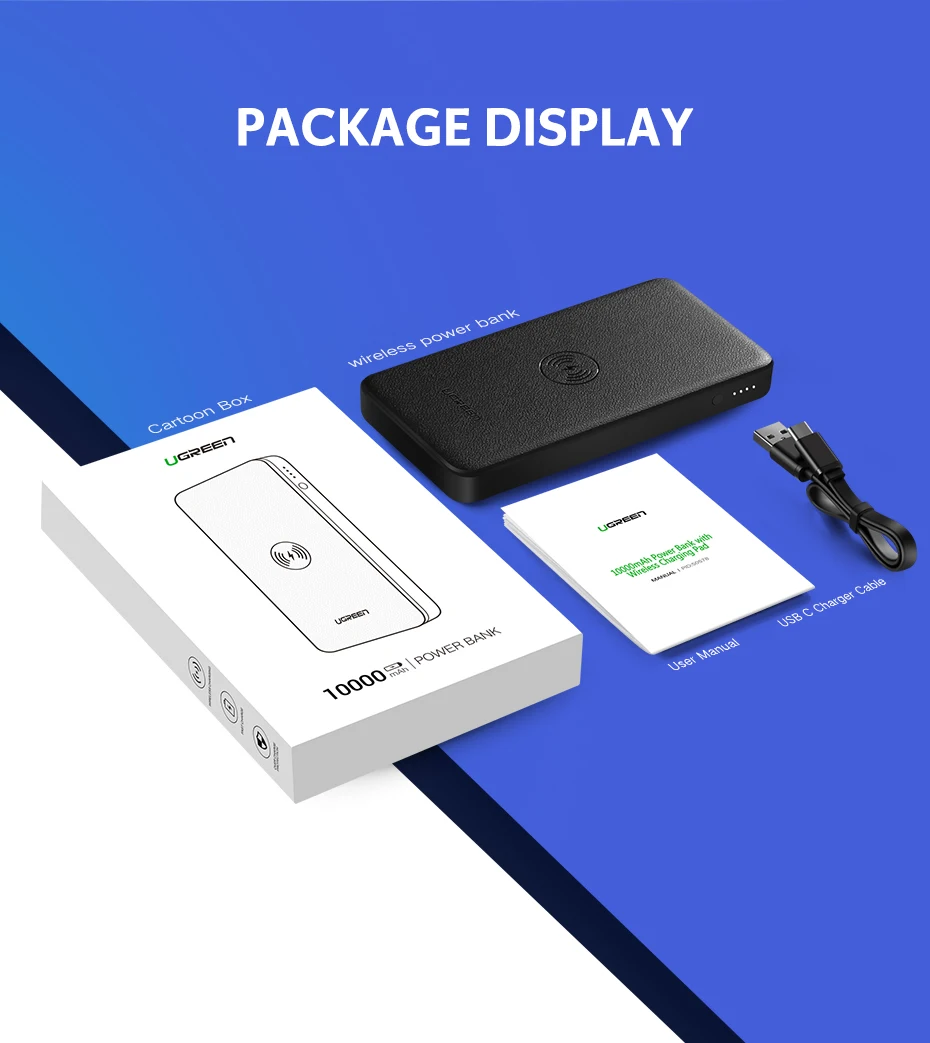 Ugreen 10000mAh Power Bank Portable Ugreen Wireless Charger Power Bank