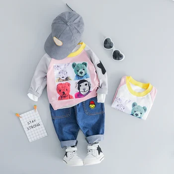 

WENWENDEXINGFU Infant Clothing Sets Spring Baby Girls Boys Clothes Suits Cute Bear T Shirt Pants 2 Piece Children Kids Costume