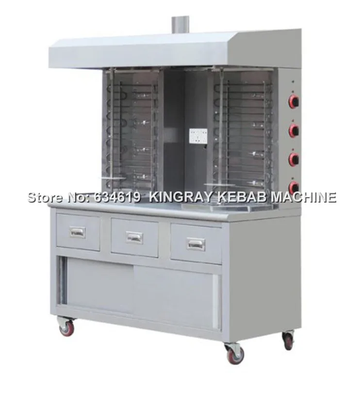 Double Head Free Standing Stainless Electric Kebab Machine Mobile Vertical Shawarma Rotisserie Machine With Wheels