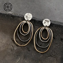 Геометрические Необычные круглые серьги, металлические женские серьги, модное ювелирное изделие, Винтажные серьги-гвоздики, подарок на день рождения