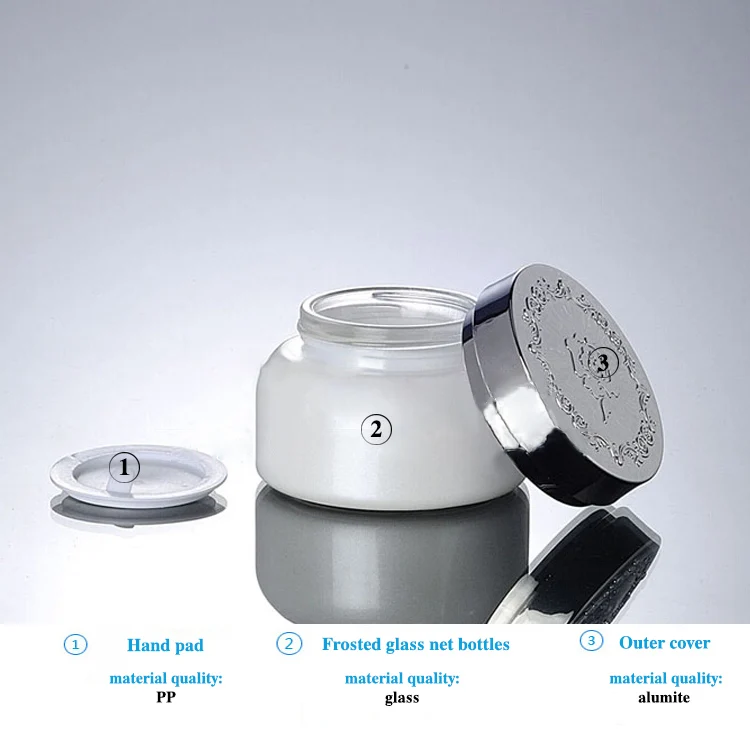 JGX20-50ml White Glass Cream Jar with silver lid (3)