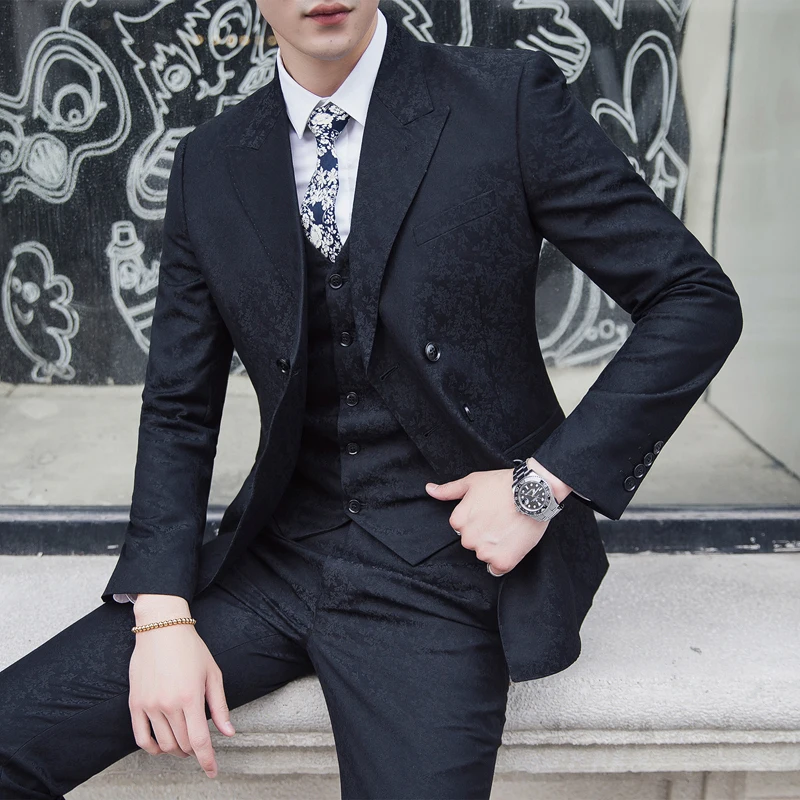 2018 Bussines Breasted Suit Men's Slim Fit Wedding Dress Suit 