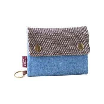 

Solid Three Layer Folded Canvas Wallet Bag Multi Card Holder Coin Purse boy and girls Gift