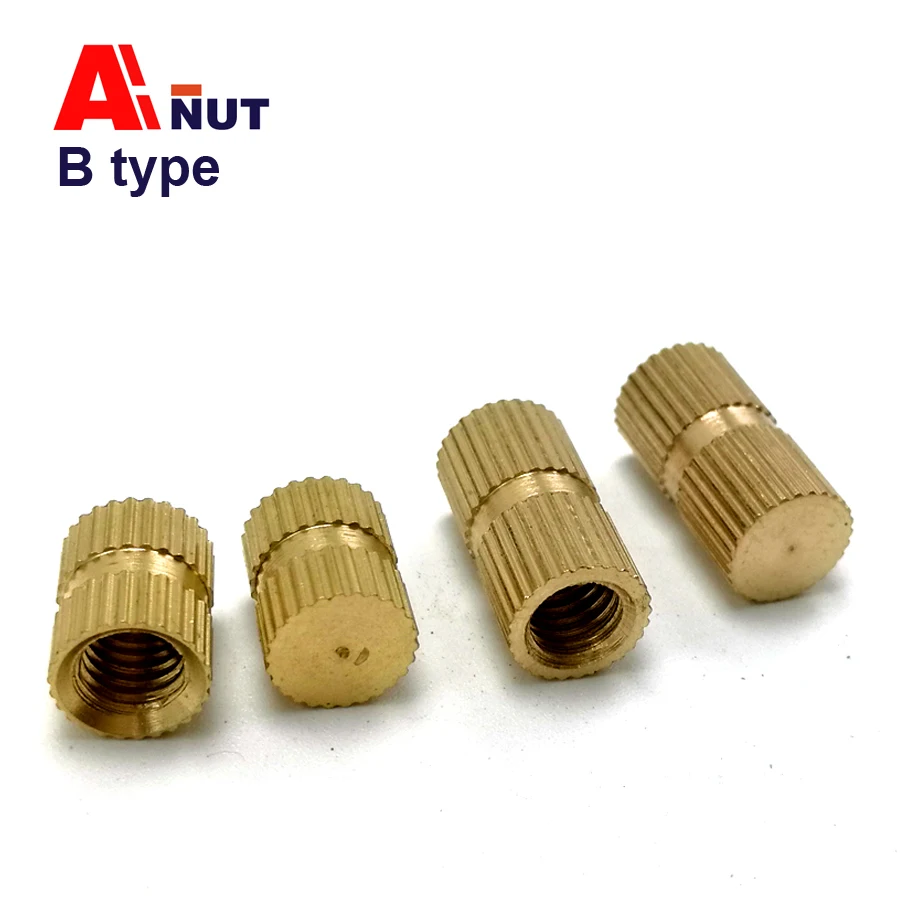m8 B Type Brass Inserts nut , plastic mould brass knurled insert nut