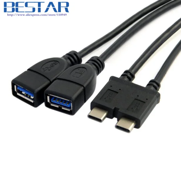 USB type c USB C Dual Cable 2 USB 3.1 Type C to double USB 3.0 2A
