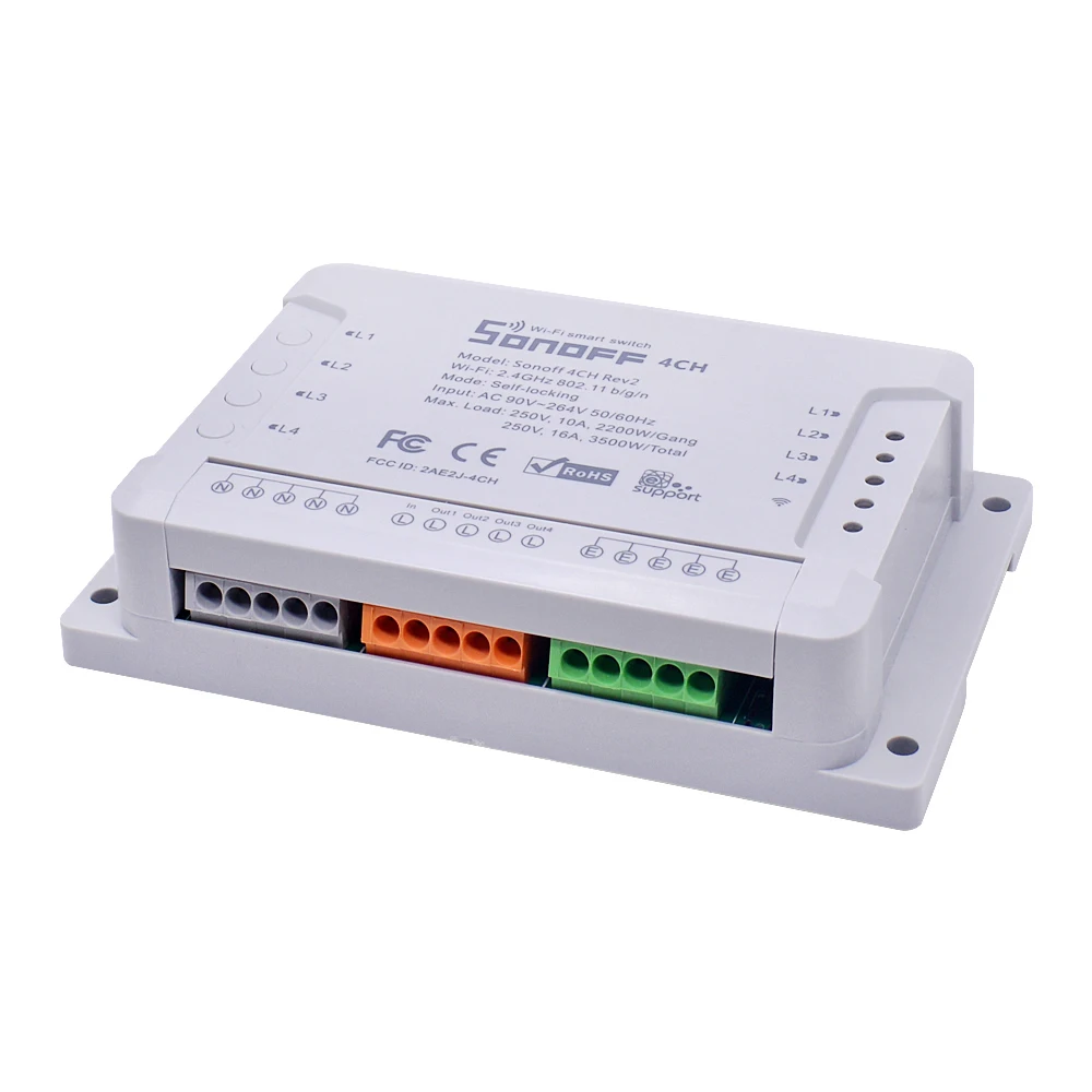 Интеллектуальный выключатель света Sonoff 4CH 220V Беспроводной 4 канала WI FI