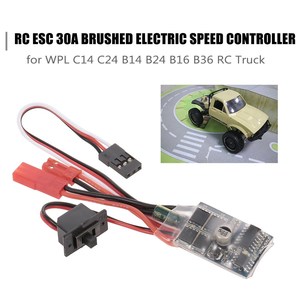 

RC Car Space Parts ESC 30A Brushed Electric Speed Controller for WPL C14 C24 B14 B24 B16 B36 Crawler Off-road Semi-truck