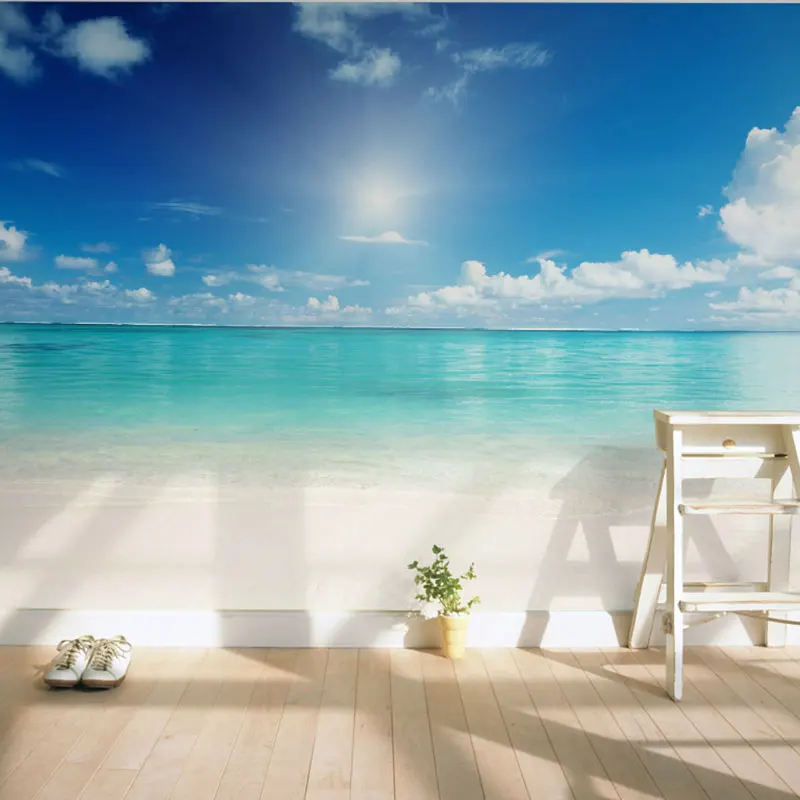 Beautiful blue ocean seascape scenery photo print wall murals wallpaper