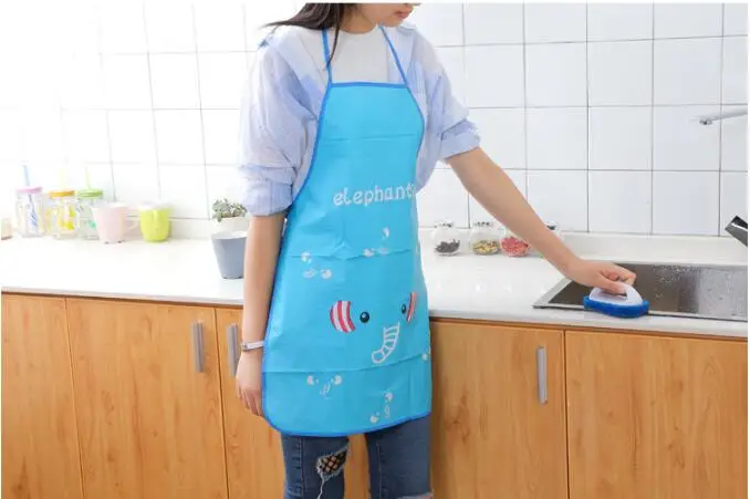 1PC New Cartoon Cute Fruit Waterproof Cooking Resturant Kitchen Women PVC Apron Kids Funny ND 009