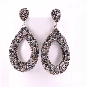 

4Pair Jewelry Drop shape earrings multicolor rhinestone crystal pave dangle earrings