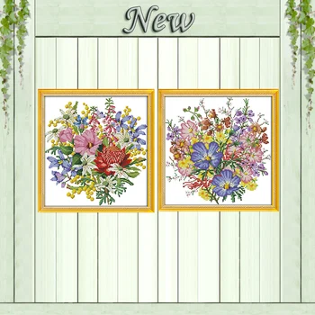 

Wild bouquet flowers decor painting counted printed on the canvas DMC 11CT 14CT kits DIY Cross Stitch embroidery needlework Sets