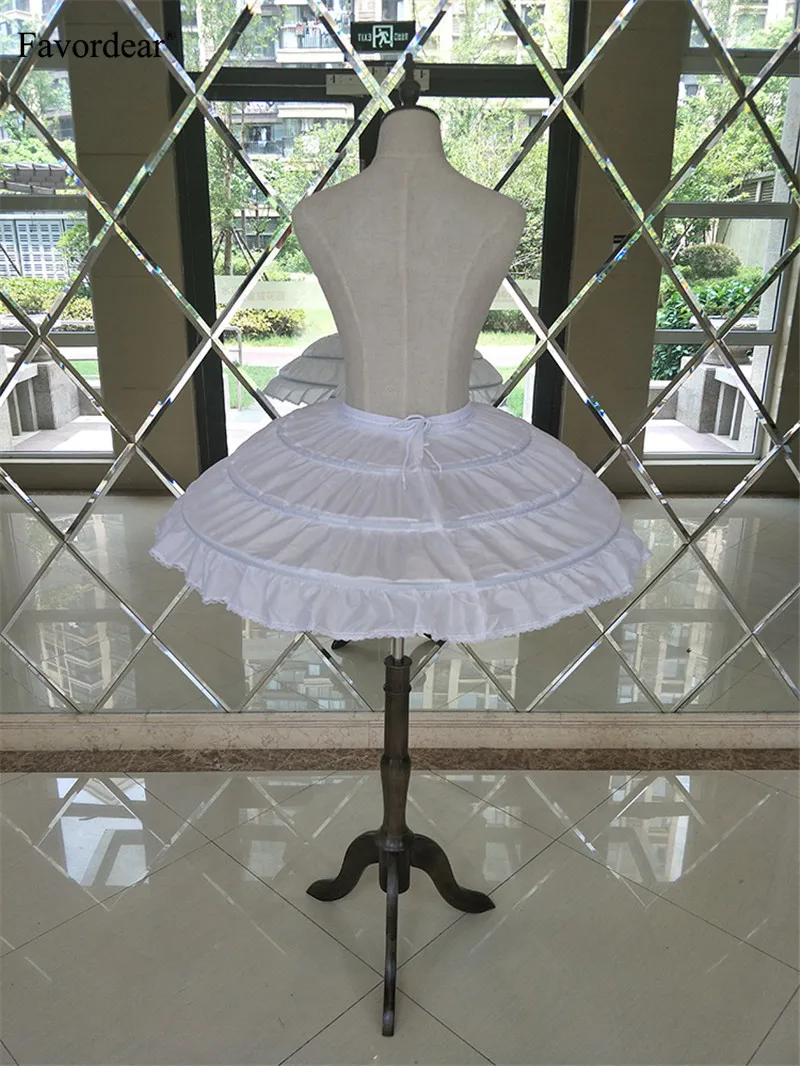 Favordear Нижняя юбка Короткое платье Лолита детская юбка Белый эластичный пояс 3 сталь кольцо 2 плетеные шарики